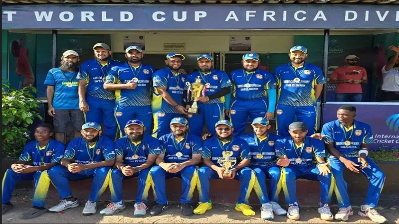 Cricketers making Annadil Burhani pose with a trophy after the culmination of the 2024 TCA Dar 30 Overs Cup- Division B1 final which saw the side confront Caravans C in Dar es Salaam recently. Annadil Burhani won by eight wickets. 