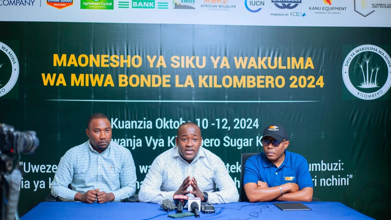 Victor Byemelwa, Chairman of the Organizing Committee and Communications and Stakeholder Relations Manager at Kilombero Sugar Company, addresses journalists in Kilombero District about the highly anticipated Kilombero Valley Sugarcane Farmers Exhibition.