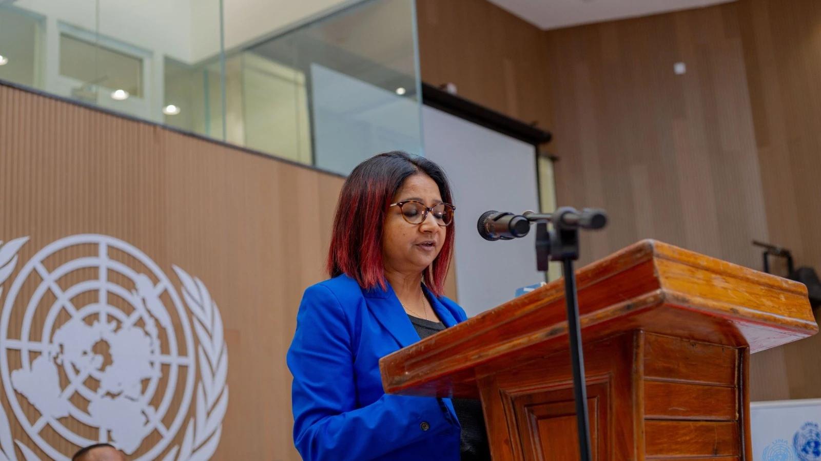 
Shabnam Mallick, Head of the UN Resident Coordinator’s Office in Tanzania, makes remarks during the wrapping up of consultations at the Summit of the Future held in Dar es Salaam. 
