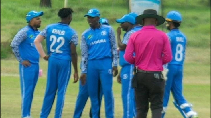 Tanzania's men's cricket team players are pictured jubilating once they dismissed one of Mali's batsmen as the two teams met in the 2026 ICC Men's T20 World Cup Sub Regional Africa Qualifier A clash in Dar es Salaam on Saturday.