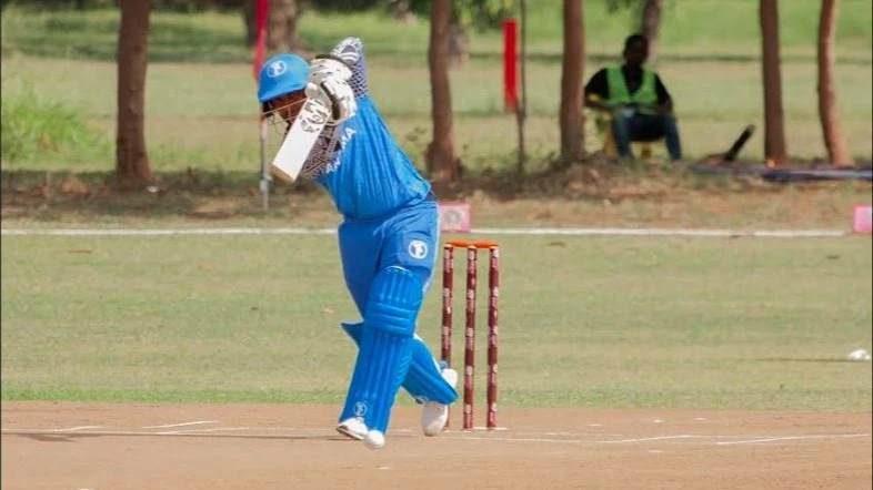 Tanzania's senior national cricket side' performer, Zafar Khan, showcases his batting skills as the squad came up against Cameroon in the 2026 ICC Men's T20 World Cup Sub Regional Africa Qualifier A in Dar es Salaam on Tuesday