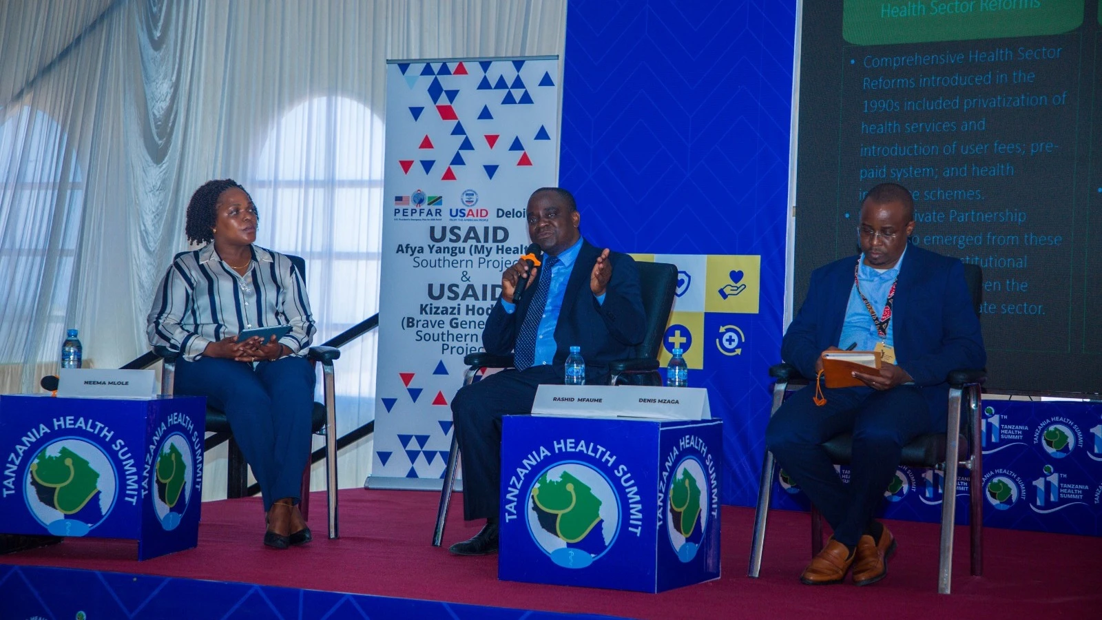 Panelists of the Deloitte Health Forum highlighting the contributions of the USAID Afya Yangu (My Health) Southern and the USAID Kizazi Hodari (Brave Generation) Southern Zone Project in Private Sector Engagement in the HIV Response at Primary Health Care