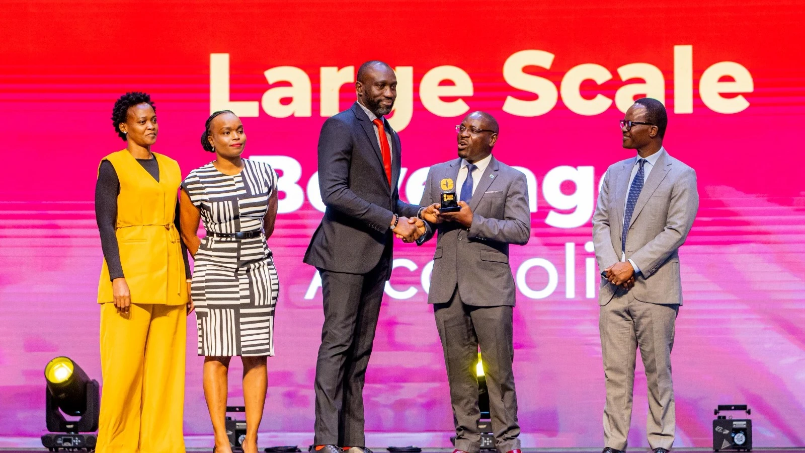  SBL's Managing Director, Obinna Anyalebechi, receiving an award from the Deputy Minister of Industry and Trade, Hon. Exaud Kigahe, for the best producer in the alcoholic beverage sector at the President’s Manufacturer of the Year Awards (PMAYA)