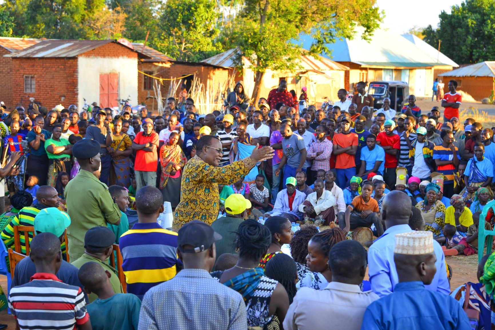 William Lukuvi, who is Minister of State in the Prime Minister’s Office (Policy, Parliamentary Affairs and Coordination) and Ismani constituency (Iringa Region) legislator, addresses residents of Kising’a ward in the region yesterday. 