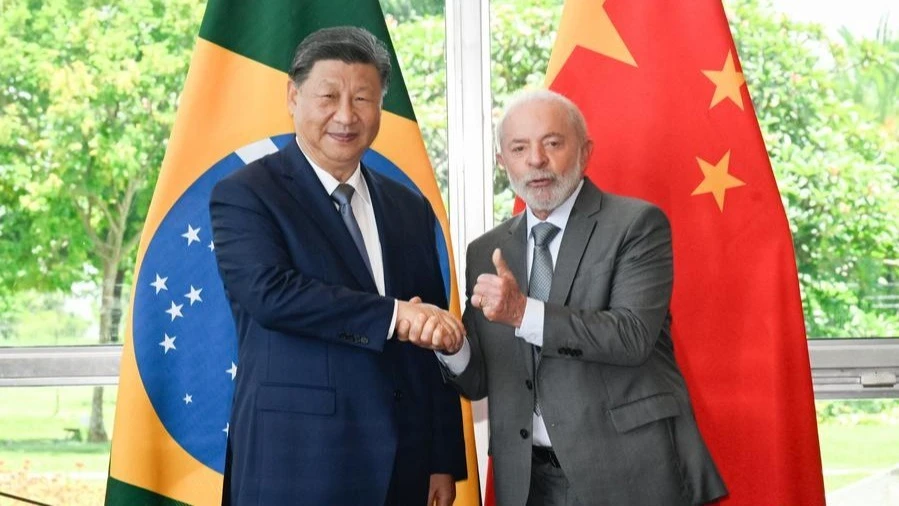 Chinese President Xi Jinping holds talks with his Brazilian counterpart Luiz Inacio Lula da Silva in Brasilia, Brazil, Nov. 20, 2024.