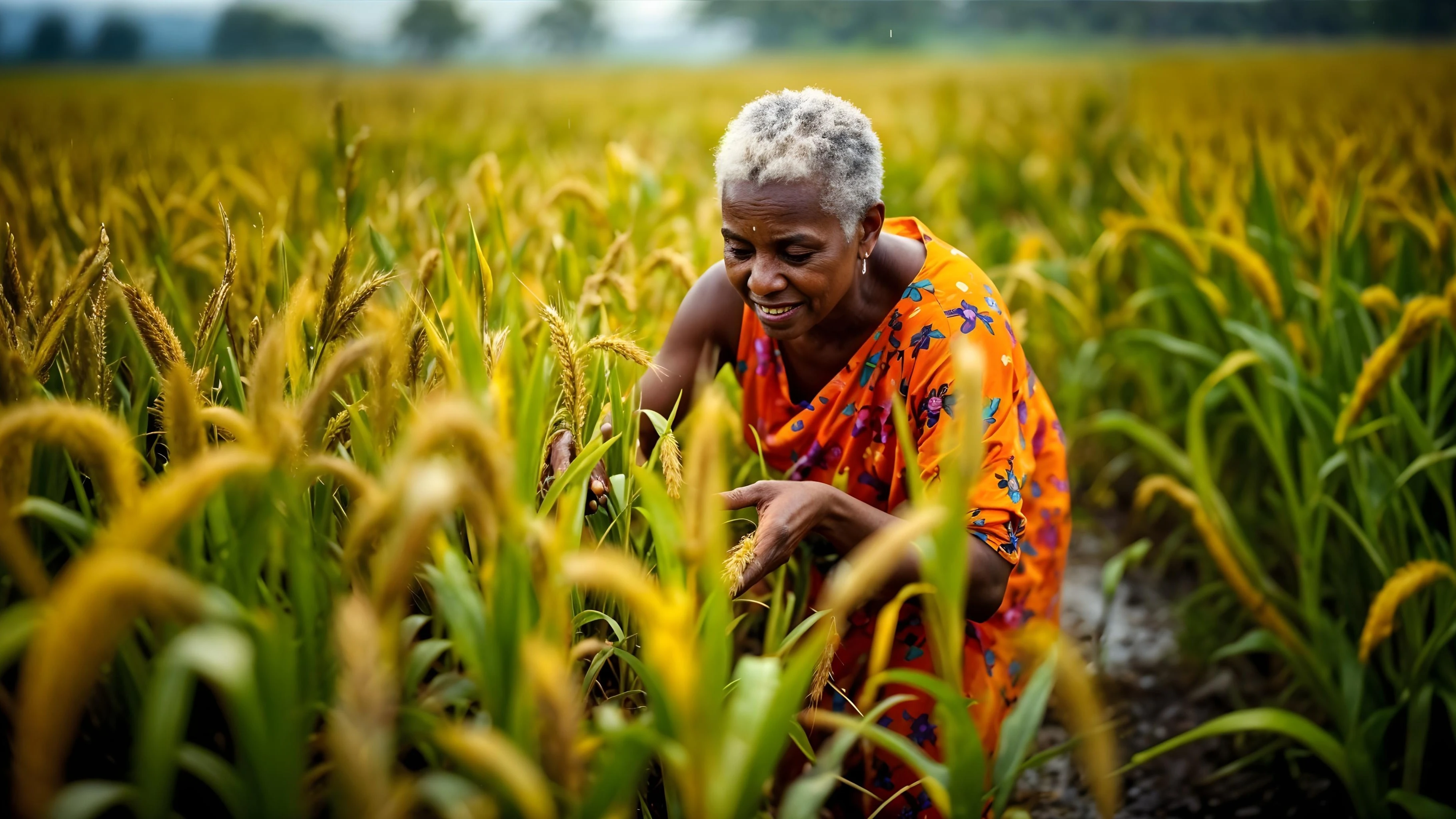 
Woman in a barley field.