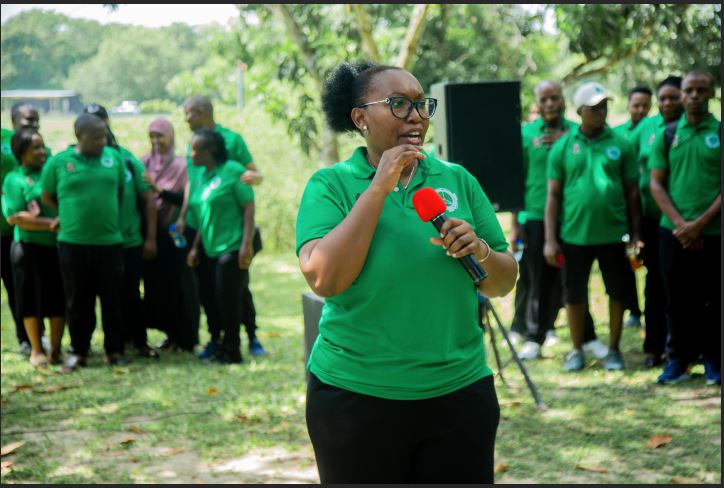 National Environment Management Council director general Dr Immaculate Semesi has a word with other members of the council’s staff during a tour of Ndoto Pole Pole Farm in Bagamoyo District yesterday