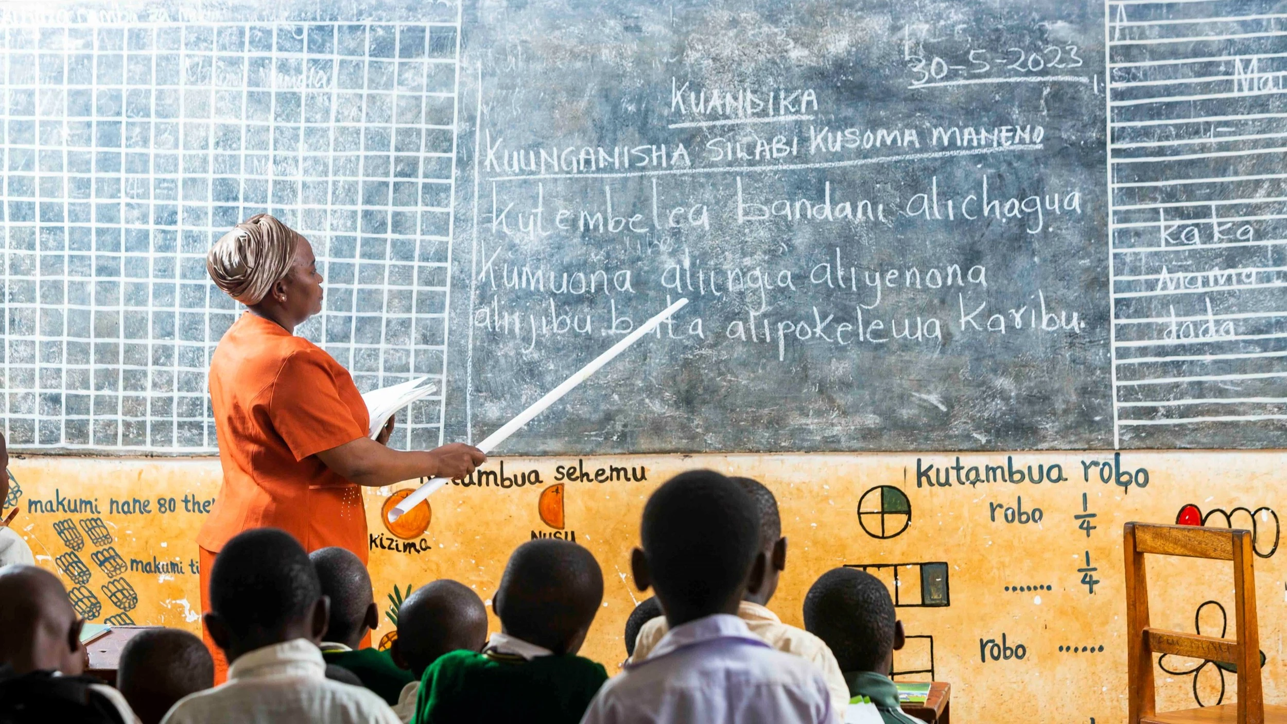 A teacher during class lessons