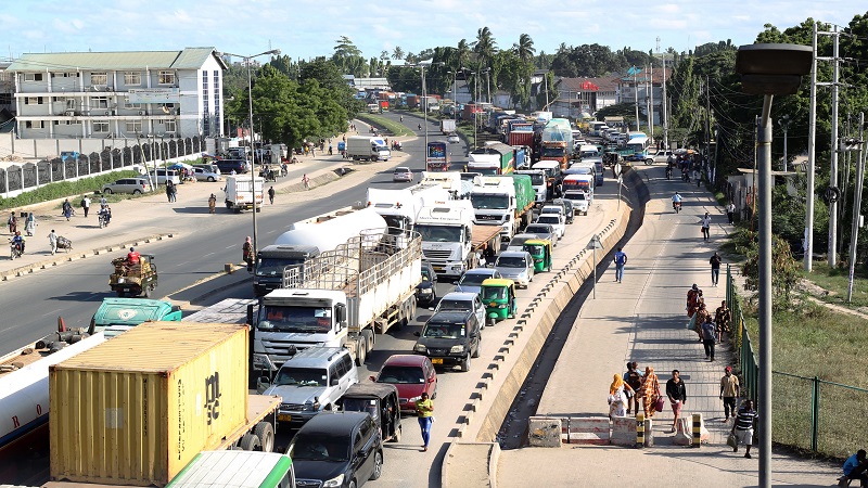 Motor vehicles stuck in traffic jam along Mandela Road at Buguruni area in Dar es Salaam yesterday. 