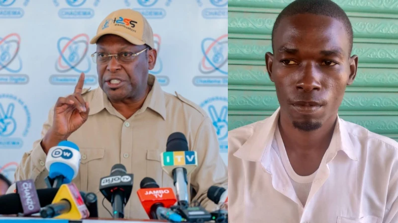 Picha ya kuunganisha ya Freeman Mbowe na Mwenyekiti wa CHADEMA Wilaya ya Kibiti, Mkoa wa Pwani, Mohamed Seif.