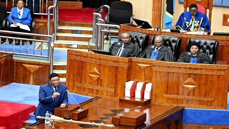 Prime Minister Kassim Majaliwa pictured in the National Assembly in Dodoma city yesterday fielding questions from the floor during the routine weekly (Thursdays) hour-long direct Q-&-A session. 