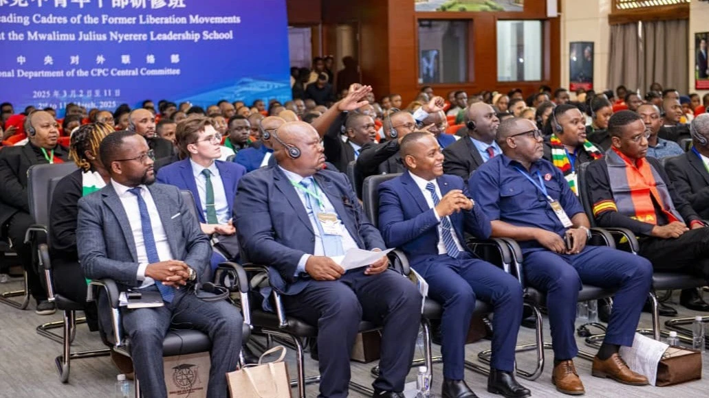 
Participants of the training session for leaders of southern Africa liberation parties listen to CCM Vice Chairman Steven Wasira during the opening of the training held at Mwalimu Nyerere Leadership Academy in Kibaha. 