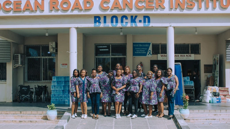 Women employees of SICPA Tanzania at the Ocean Road Cancer Institute in Dar es Salaam, where they distributed essential supplies to cancer patients as part of the company’s International Women’s Day Corporate Social Responsibility (CSR) initiative. 