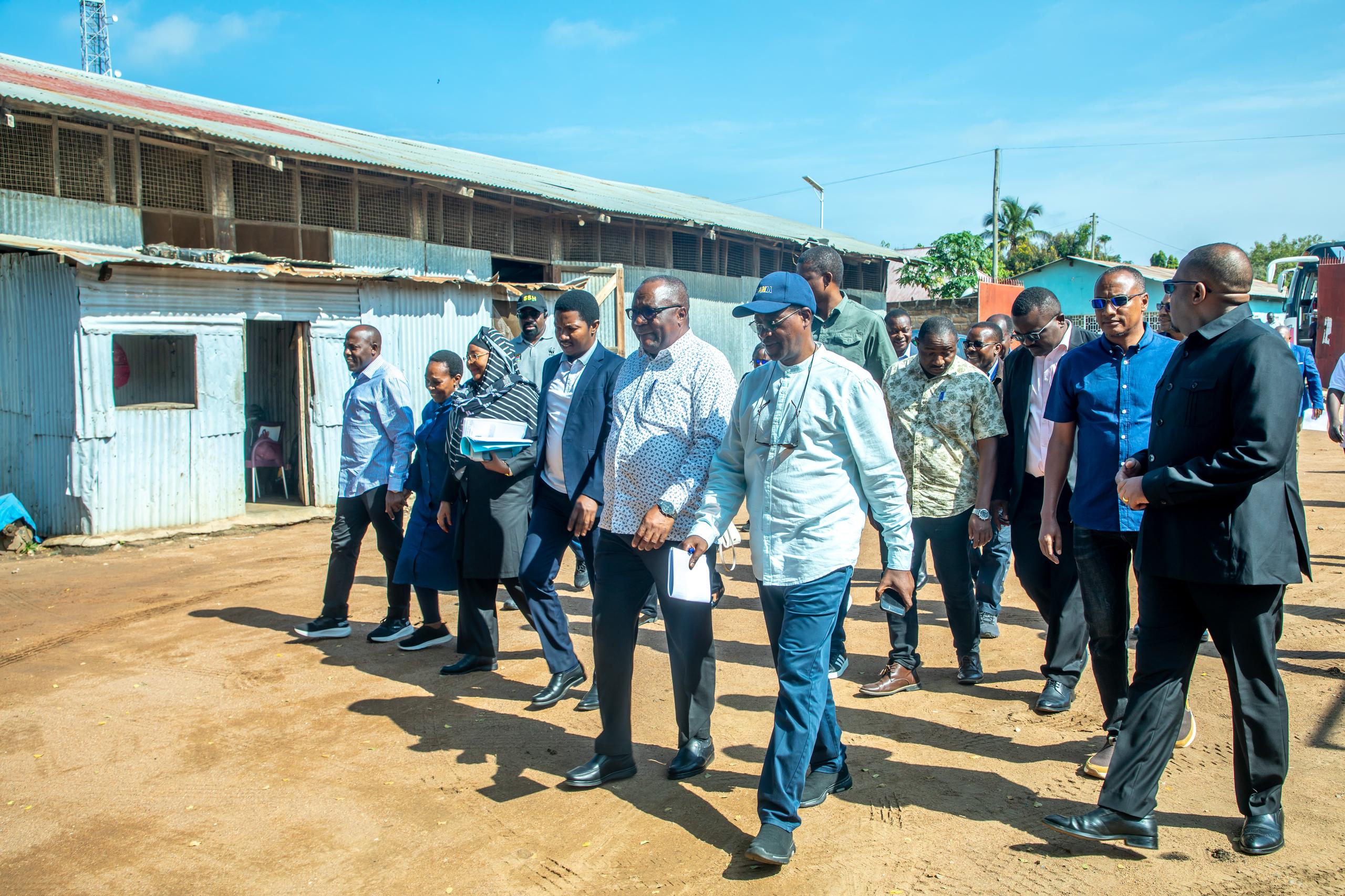 Members of the Parliamentary Standing Committee on Industry, Trade, Agriculture and Livestock pictured while on an inspection tour Mboje warehouse in Shinyanga Region yesterday, chiefly for an appreciation of progress in the use of  Receipt System