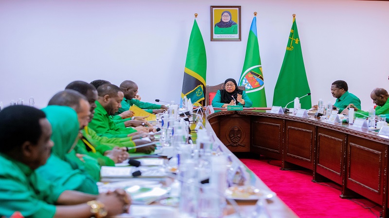 CCM national Chairperson President Samia Suluhu Hassan chairs a meeting of the party’s Central Committee in Dodoma city yesterday. 