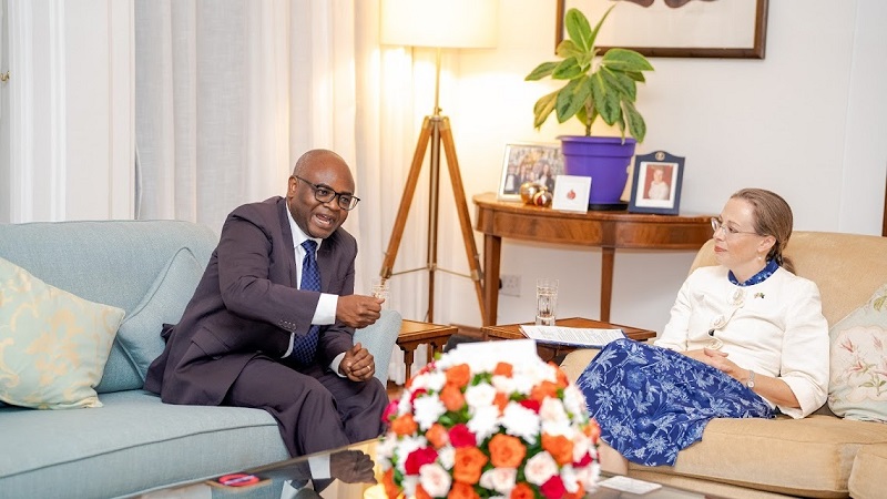 Prof Kitila Mkjumbo (L), Minister of State in the President’s Office (Planning and Investment), has an audience with Marianne Young, the British High Commissioner to Tanzania, at King Charles III’s birthday celebrations in Dar es Salaam on Tuesday